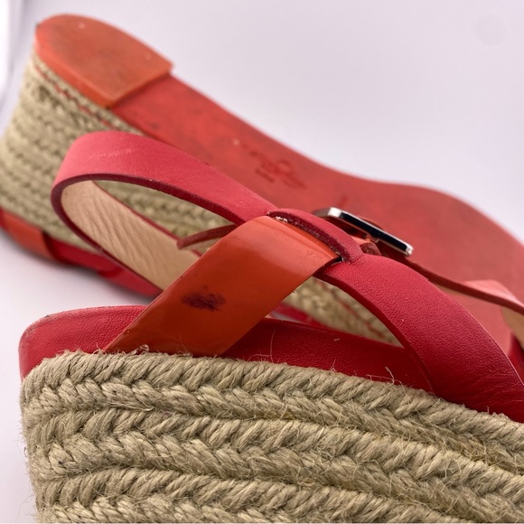 Cole Haan Elisabeth Wedge Nike Air Red Leather Sandals - Picture 14 of 15